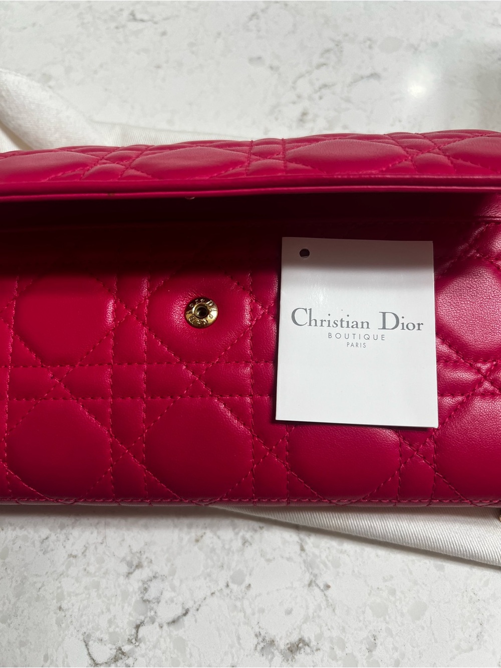 Dior Fuchsia Pink Quilted Leather Wallet on chain - Picture 3 of 10